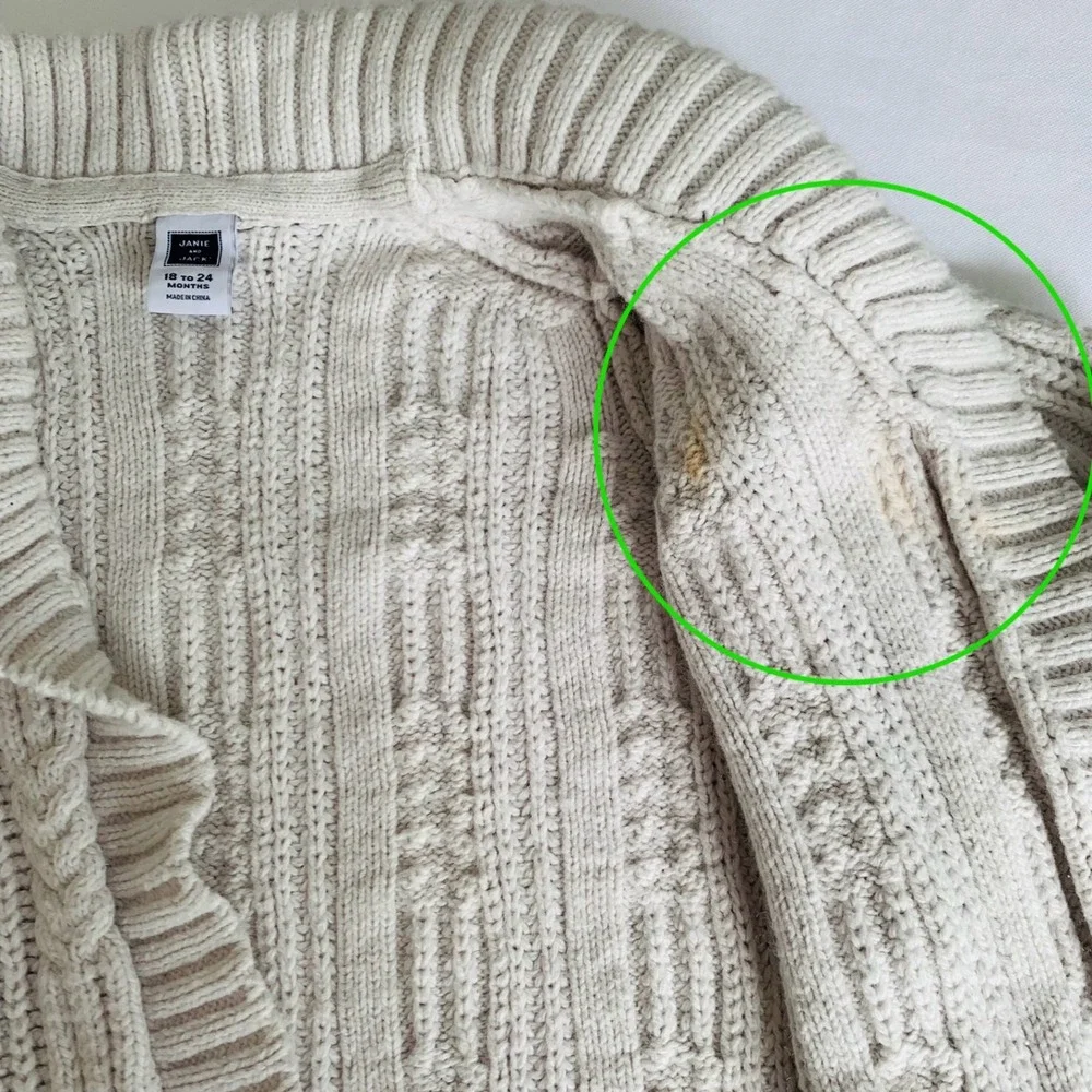 Janie and Jack Cardigan Sweater Cream 18-24 Months Open Cable‎ Knit Shawl Collar